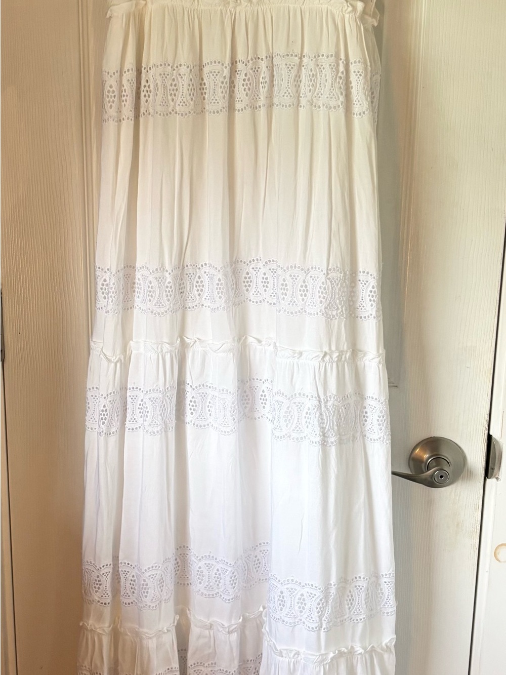Jessica Simpson White Eyelet Tiered Maxi Dress
